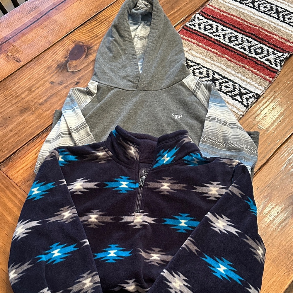 Gray and Blue Patterned Men's Shirts